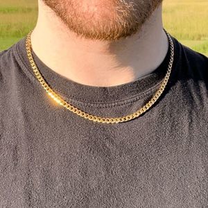 20" 18k Gold Cuban Link Chain Necklace Mens Womens 316L Stainless Steel Necklace